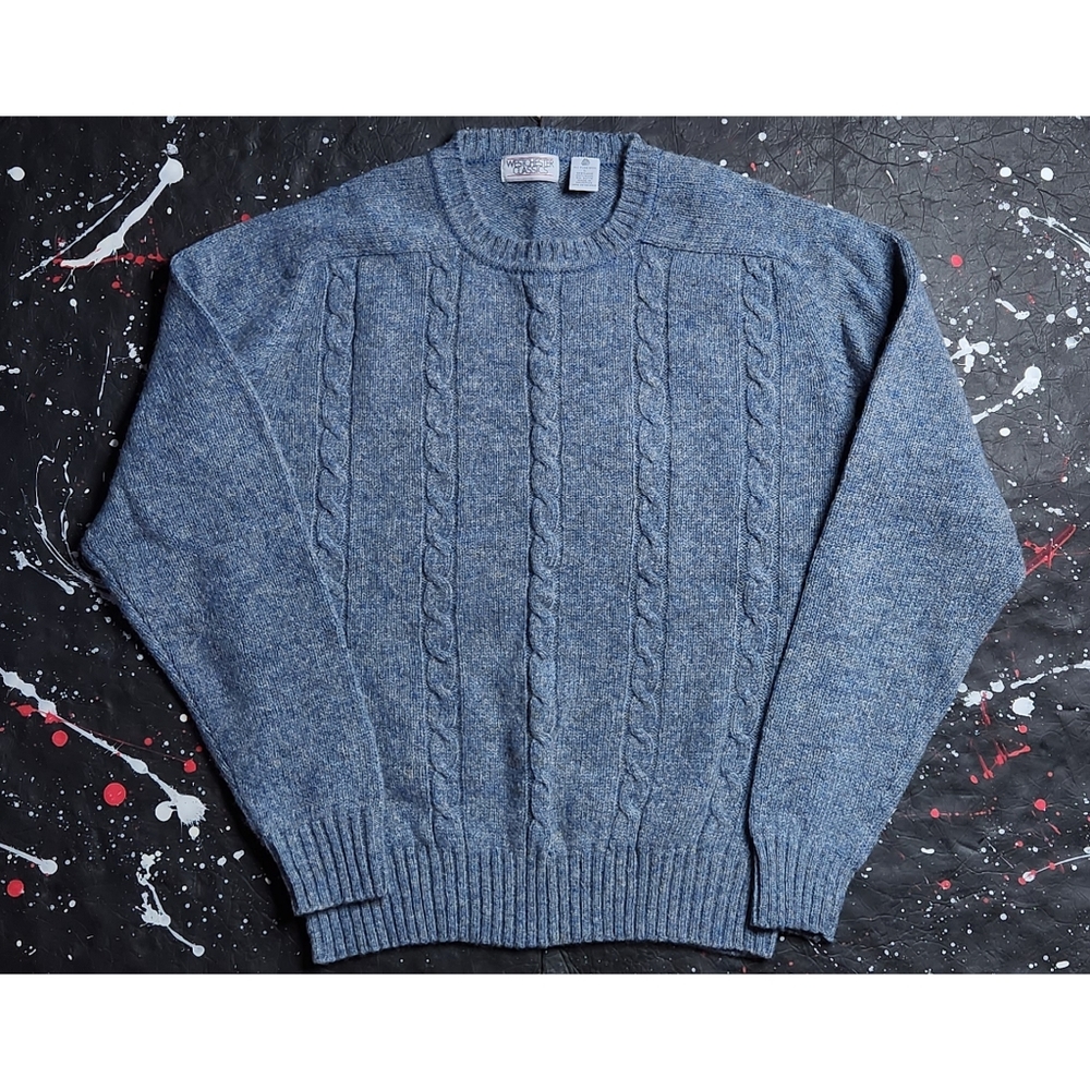 Vintage Westchester Classics women's cable-knit marled Shetland wool sweater L - Picture 1 of 6